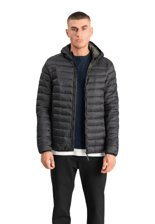 TeeShoppen Lätt Täckt Jacka Med Huva Vinterjackor Herr Svart S