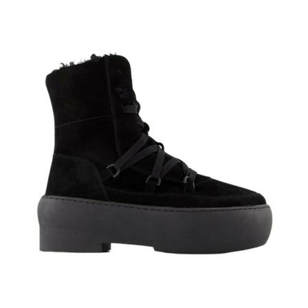 Gia Borghini, Chunky Sole Lace-Up Boots in Czarny Leather Czarny, Kobieta, Rozmiar: 38 EU