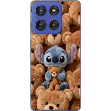 Yhteensopiva Puhelinkuori Motorola Edge 60 Stylus Stitch ympäröity ruskeilla teddykarhuilla, joilla on pieni nallekarhu sylissään söpössä ja kodikkaas