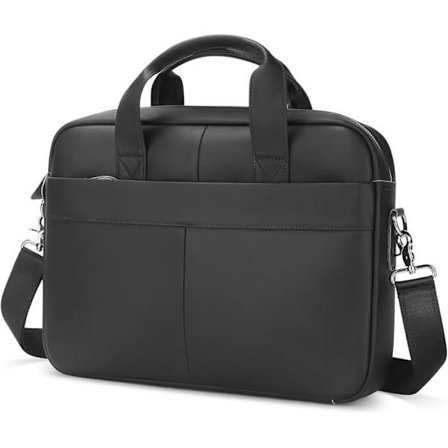 (SORT) Herre Business Taske, Ægte Læder Taske, 14 Tommer Dokumentholder