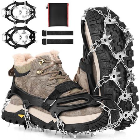 Issko til sko og støvler 32-pigge rustfrit stål skridsikre stegjern, mikrospikes til vandring Stor