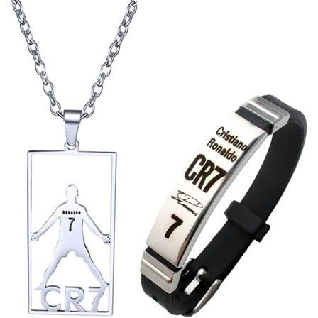 CR7 Fodboldstjerne Armbånd Halskæde Sæt Fodbold Fan Smykker Gave Sæt til Drenge Børn