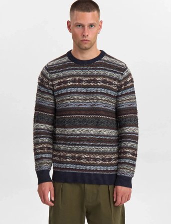 Anerkjendt Aksune Reverse Inka Knit - Navy - XL