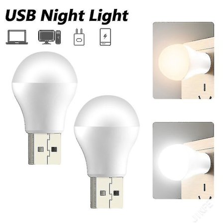 2 st USB-plugglampa Dator Mobil Strömförsörjning Laddning USB Liten Boklampa LED Ögonskydd Läslampa USB Liten Nattlampa Glödlampor