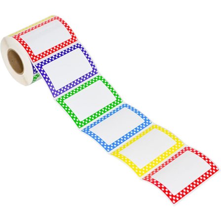 Fargerike navnelapper - 89 mm x 57 mm, 5 farger (Stjerne - 600 etiketter)