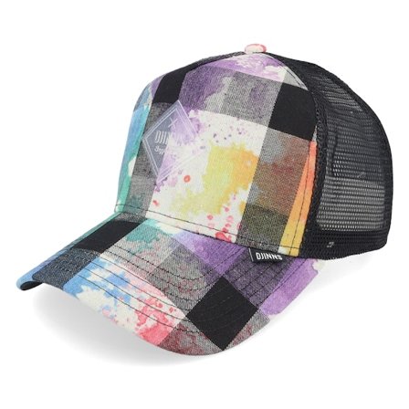Djinns - Multi trucker Cap - Hft Cap Dirty Check Black/Multi A-Frame trucker @ Hatstore