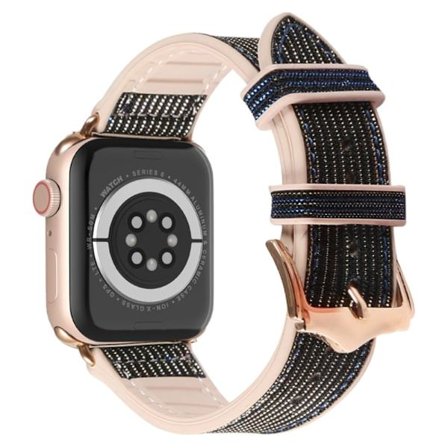 Apple Watch (45mm) glitteröity nahkaranneke - Tummansininen
