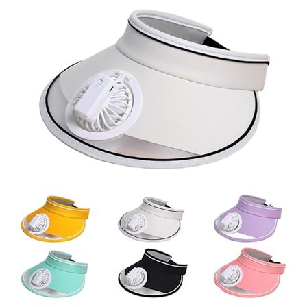 Aurinkohattu tuulettimella - valkoinen, ladattava hattu, sisäänrakennettu tuuletin, tuuletinhattu, sopii lapsille, 3 tuulennopeutta.