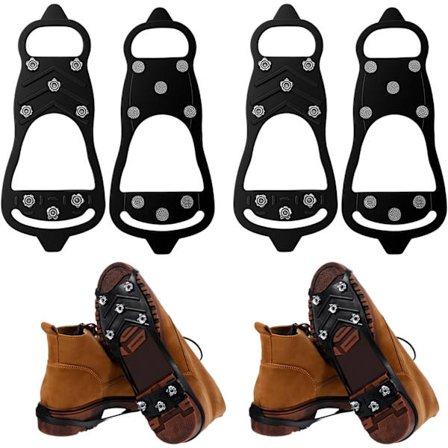 2 par isklampere til sko og støvler, is- og snegreb til sko/støvler med 8 pigge i rustfrit stål, skridsikre vinter-crampons til udendørs brug