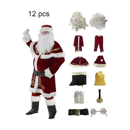 Julemandskostume til mænd 12 dele sæt julefest cosplay