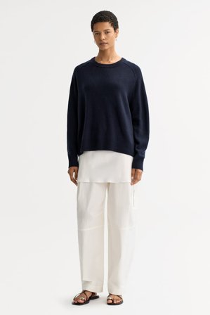 Soft Goat - Boyfriend crewneck - Women cashmere sweater - XS - Navy