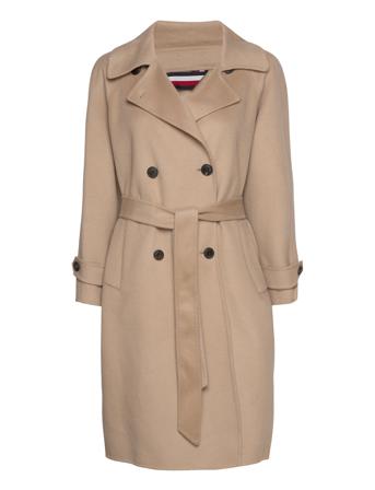 Wool Blend Df Trench Outerwear Coats Winter Coats Beige Tommy Hilfiger