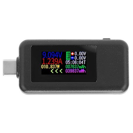 USB C Power Tester DC4-30V Spenning Strøm 2 i 1 Meter Fargeskjerm Voltmeter Ammeter