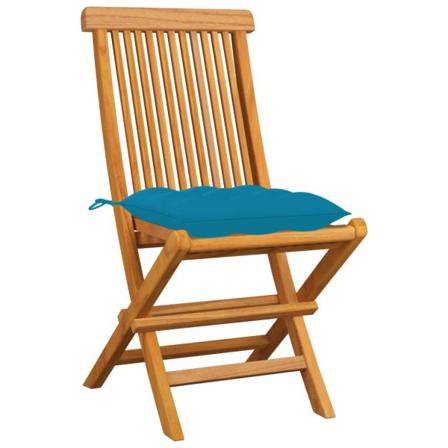 Vidaxl Trädgårdsstolar Med Ljusblåa Dynor 4 St Massiv Teak Blå