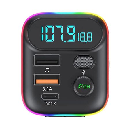 Bluetooth 5.0+ Bil Bt Trådlös Fm Sändare Adapter Pd Laddare Handsfree