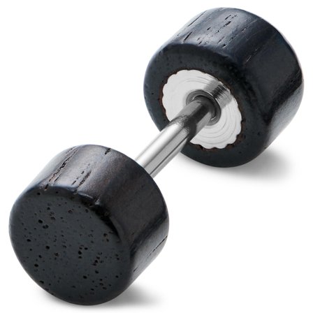 Satago | 6 mm Fake Plug Oorbel van Donker Eikenhout en Roestvrij Staal voor mannen - Stud Oorbellen