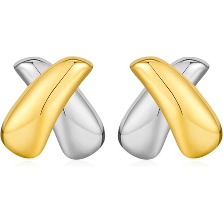 Vintage guld- og sølvfarvede øreringe, mode geometriske rustfri stål øreringe til kvinder