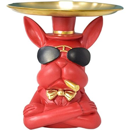 Resin Bulldog -patsas Koti Sisustus Pöytä Taide Koriste Tarvikkeet Avaimen Säilytyslaatikko (Punainen)