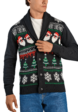 Lindbergh Xmas shawl collar cardigan Knit Koftor & cardigans Herr Svart XL