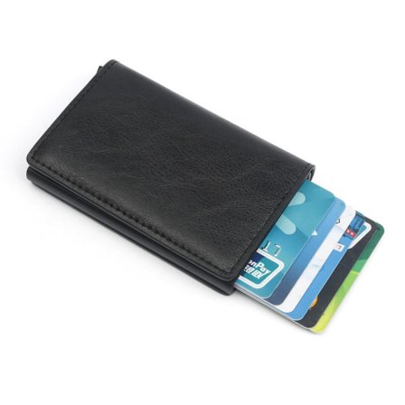 Svart RFID - NFC Protection Leather Wallet Card Holder 6stk Card
