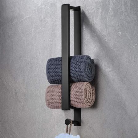 Badeværelsesmøbler, håndklædeholder uden boring rustfrit stål håndklædestang selvklæbende badehåndklædeholder gæstehåndklædeholder 40 cm (sort)