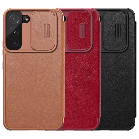 Nillkin Qin Leather Pro Case til Samsung Galaxy S22+ Flip Cover Brun med Kamerabeskytter