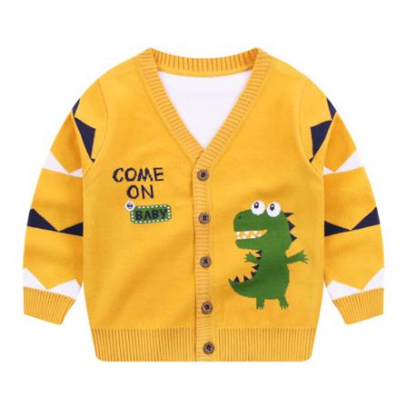 Toddler Varm V-hals Cardigans Dinosaur Print Knappar Tröja