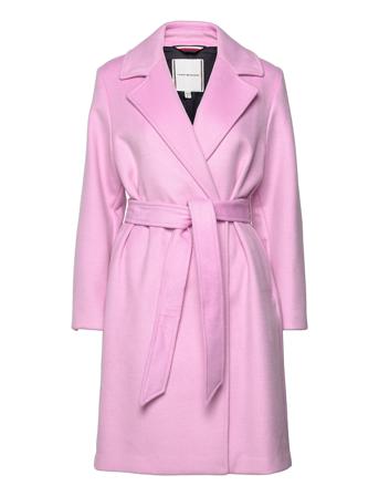 Wool Blend Db Belted Coat Outerwear Coats Winter Coats Rosa Tommy Hilfiger