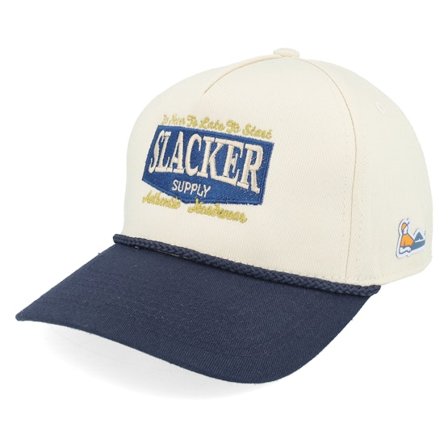 Slacker Supply - Beige adjustable Cap - Batch Logo Navy Rope Stone/Navy A-frame Adjustable @ Hatstore