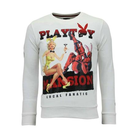 Local Fanatic Exklusiv - The Playtoy Mansion - 11-6391W vit, Herr Tröjor, Herr, Storlek: L