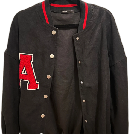 Svart bomberjacka med röd detalj SHEIN