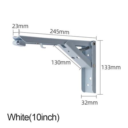 Foldbar Hyllebrakett Veggmontert Støtte HVIT 10 TOMMER hvit 10inch white