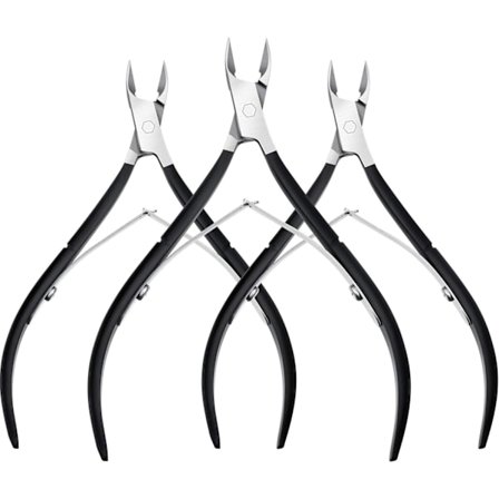 3 pakker neglebåndssaks med spids klinge, neglebåndstrimmer i rustfrit stål, neglesaks, manicureværktøj til fingernegle, ingen neglebåndsskubber (sort