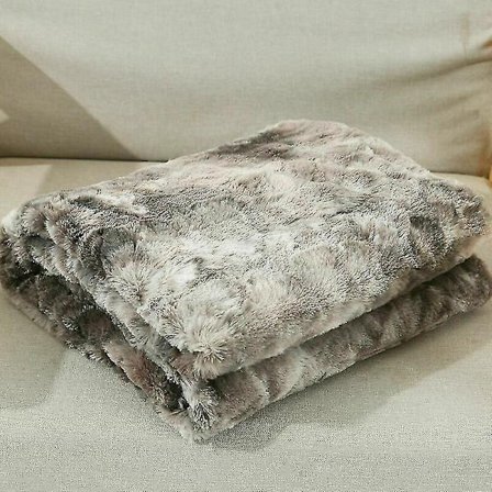 Luksuriøst Faux Mink Pels Fleece Stort Teppe Shaggy Mykt Seng Sofa Kast Koselig Varmt Teppe -ES