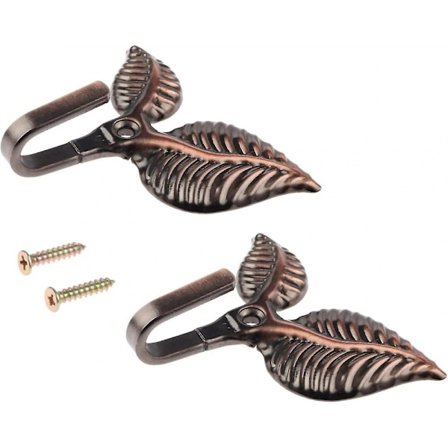 2 stk. Røde kobber gardin messing slips, blad design slips kroge til gardiner - skru ind
