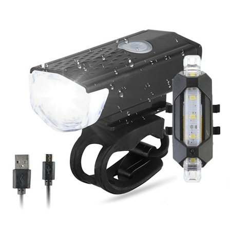 Cykelbelysning IPX6 Vattentät Cykel-Lampa USB Uppladdningsbar Cykel-Framlykta och Baklykta för Nattcykling