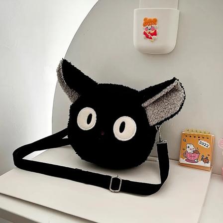 Japansk Stil Kawaii Taske Kvinder Tegneserie Plys Skuldertaske Til Kvinder Crossbody Taske Lille Telefon & Tryktaske Black