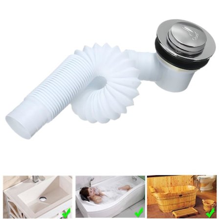 1 stk. Hvid badeværelse badekar messing badekar filter affald færdig dræner op dræn bruserum bassin vask affald dræn