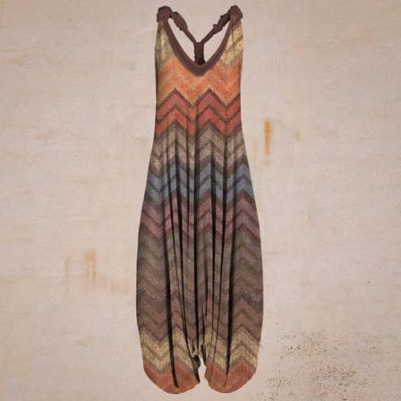 Dame Jumpsuit V Neck Tank Tops Jumpsuits Løs midje Bodysuit 2# 3XL