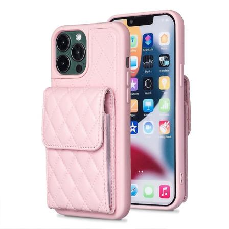 Crossbody case kompatibelt med Iphone 15 Pro Max, Pu-läder stötsäkert cover med Rfid-blockerande korthållare och stöd Pink For iPhone 15 Pro Max