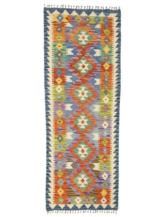 Handgeweven Kelim Afghan Old Style Vloerkleed 72X196 Wol Donkergrijs/Bruin Klein