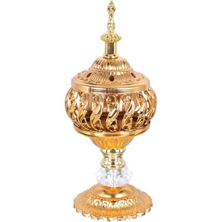Røkelsesbrenner Røkelseharpiks Bakhoor Trekull Røkelsesbrenner Jern Arabisk Røkelsesholder Censer Borddekorasjon for Bakhoor Oud Røkelsespinner Gull 