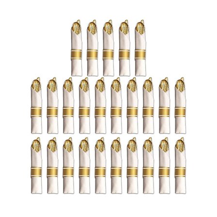 25 Förpackade Gyllene Plastbestick, Engångsset med Gafflar, Knivar, Skedar