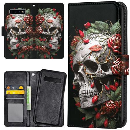 Samsung Galaxy S10e - Lommebok Deksel Skull Roses