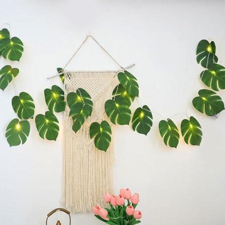 20 LED Monstera Blad Lysstreng, Kunstige Tropiske Palmblade Væghængende Vine med Lys, Dekoration til Hawaiiansk Fest BBQ Strandtema