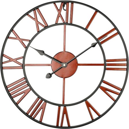 Metallväggklocka med romerska siffror, vintage väggpendlar, tyst, batteridriven original väggklocka, koppar, 40 cm Koppar