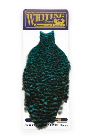 Whiting American Hen Cape Grizzly dyed Silver Dr. Blue