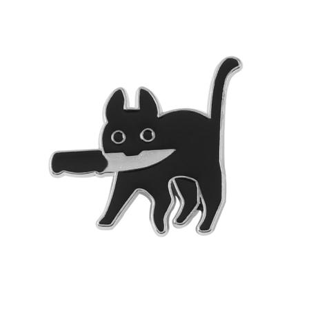 Legering dyreserie brosje kreativ tegneserie punk svart katt bit k