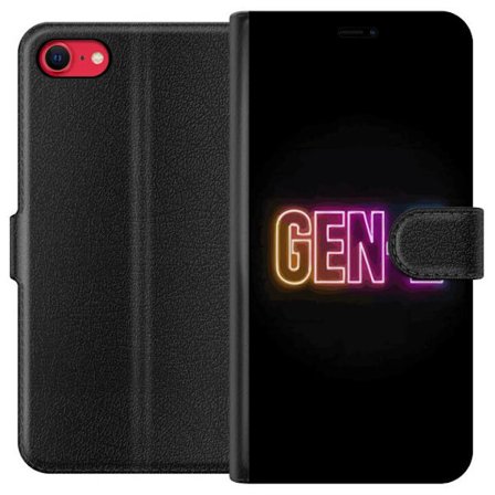 Yhteensopiva Lompakkokotelo Apple Apple iPhone SE (2022) Neontext Gen Z värikkäässä valossa tummaa taustaa vasten modernissa digitaalisessa tyylii