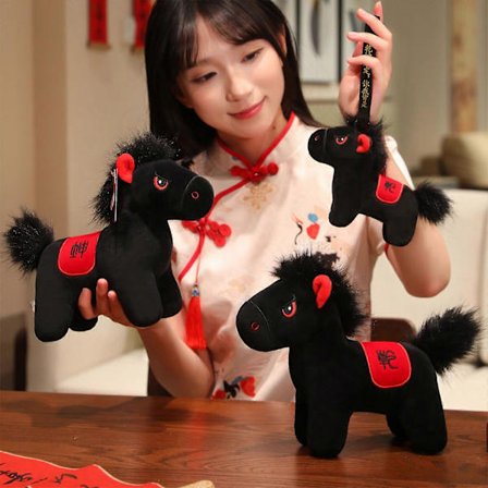 Plysj Fylt Hest Leke Bomullsfyll Plysj Hest Figur Dukke Festival Dekorasjon For Bordplate Hylle Ferie Dekor[HK]